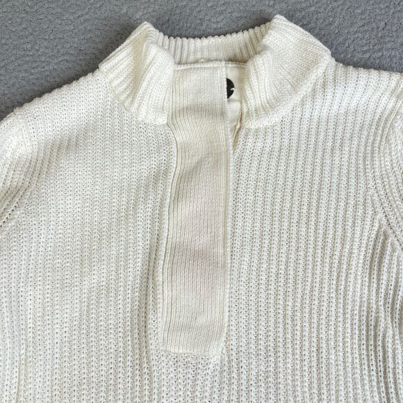Soft Surroundings Sweater Women Medium Cream Ribbed Chunky Snap Long Sleeve - Picture 2 of 11